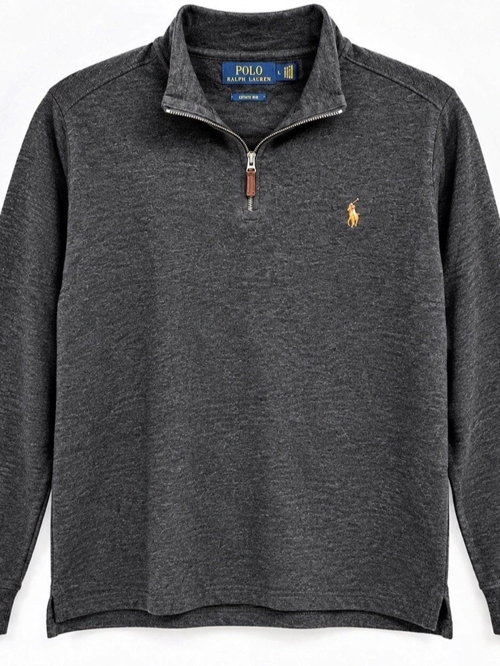 Polo Ralph Lauren Estate-Rib Quarter-Zip Pullover Gray Large